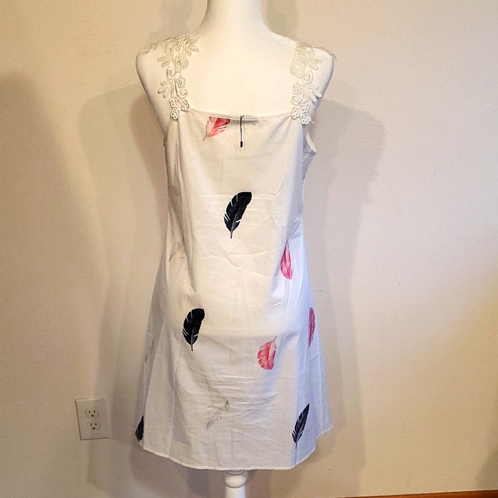 White tapestry silk linen dress